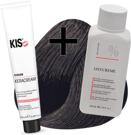 KIS haarverfset - 3N Donkerbruin  - haarverf & waterstofperoxide
