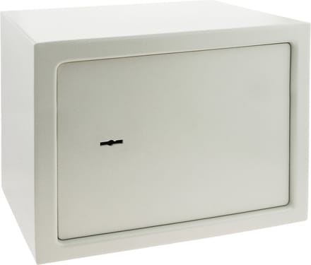 PrimeMatik - Stalen kluis met sleutels 35 x 25 x 25 cm beige