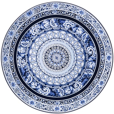 Heinen Delfts Blauw - Wandbord Delftse Mandala - Keramiek - 42 cm