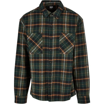 Urban Classics - Boxy Fane Check Overhemd - S - Groen/Oranje