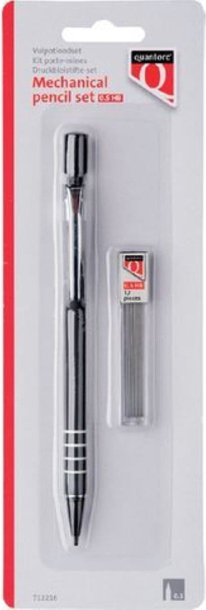 Quantore Vulpotlood - Potloodpen - 0.5mm + koker met 12 potloodstift - 10 stuks