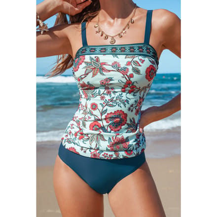 Conjunto tankini con estampado floral Seafoam Whisper