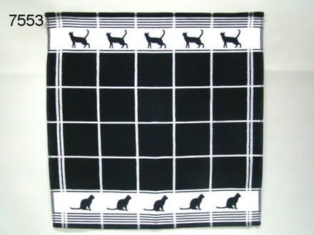 Geharo Keukendoek Katten – 60 x 60 cm – 100% Katoen – Zwart/Wit
