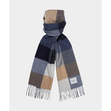 Profuomo Sjaal Wol Ruiten Blauw Grijs Beige - Maat - Heren