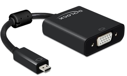 Delock Adapter HDMI Micro-D Stecker > VGA Buchse mit Audio schwarz