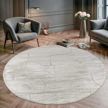 Muratap Vivant marmer rond vloerkleed laagpolig creme- 200 cm rond