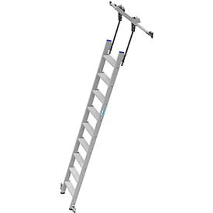 Kastenladder met treden, aluminium, verrijdbaar, 9 treden
