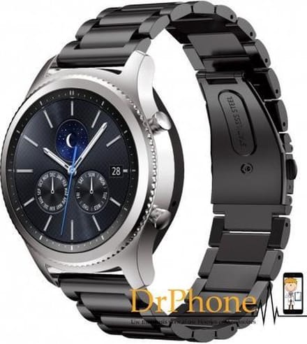 DrPhone RVS bandje - Samsung Gear S3 - Zwart