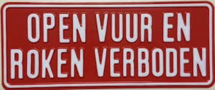 Open Vuur En Roken Verboden Bord - 36x15 cm - aluminium