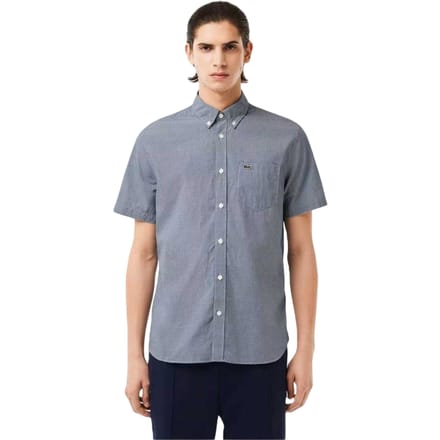 Lacoste Heren Regular Overhemd met Korte Mouwen (Wit/Zwaar Blauw)