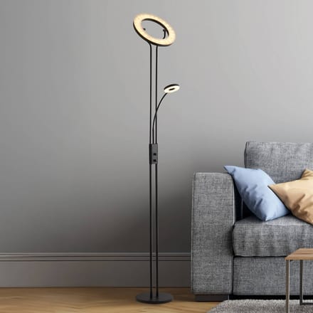 Searchlight LED vloerlamp Mother & Child, zwart, leeslamp, dimbaar