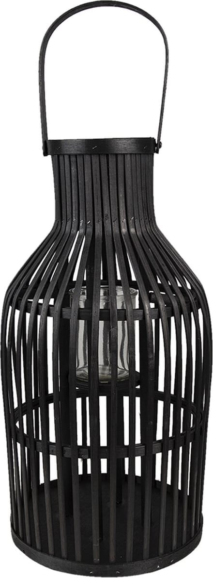 Clayre & Eef Windlicht Ø 23x39 cm Zwart Bamboe