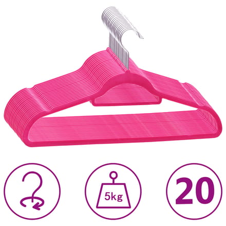 vidaXL - 20-delige - Kledinghangerset - anti-slip - fluweel - roze