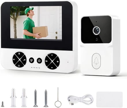 Video Deurbel - Camera Deurbel - Veilig Thuis - Geen Wifi Nodig - 4.3 Inch Scherm - Wit