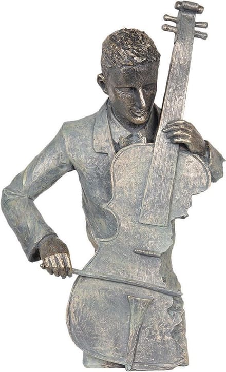 Clayre & Eef Decoratie Beeld Cellist 6PR2691 29*13*46 cm Grijs Polyresin Decoratief Figuur Decoratieve Accessoires Woonaccessoires