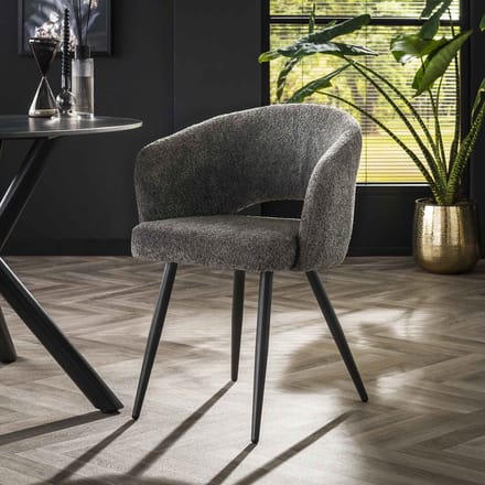 Set van 2 Eetkamerstoelen Bouclé Ole - Met Armleuningen Wit
