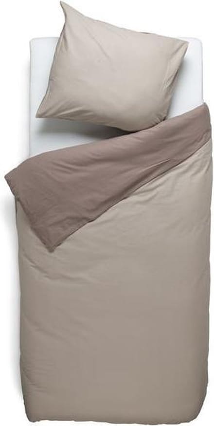 Snoozing Two Tone - Flanel - Dekbedovertrek - Eenpersoons - 140x200/220 cm + 1 kussensloop 60x70 cm - Taupe/Camel