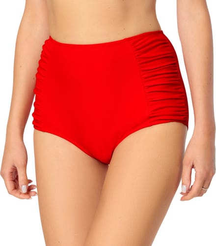 Bellivalini Dames Zwembroek - Bikinibroekje - Elastische tailleband - Polyamide & Elastaan – Rood – S - BLV-BLV50-284-SL