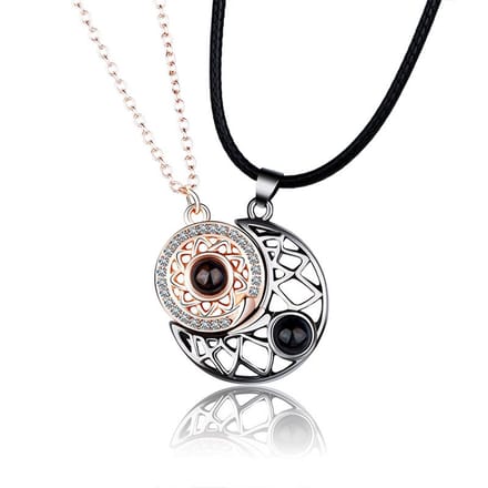 Dubbele Magneet ketting - I Love You - Zon en Maan