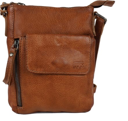 Bear Design Davide Kleine Leren Crossbodytas / Schoudertas Dames - Leer - Cognac