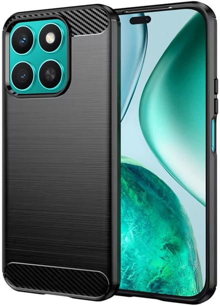 Hoesje geschikt voor HONOR X8c - Techsuit Carbon Silicone Back Cover - Zwart