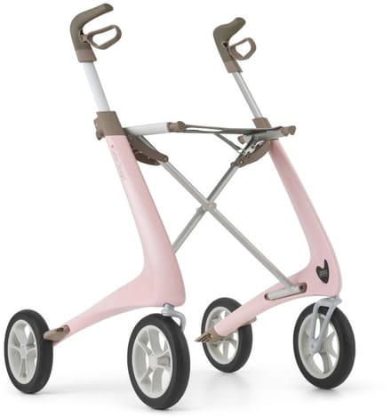 Rollator Acre Carbon Ultralight M, Pale Rose, met kleine organizer bag