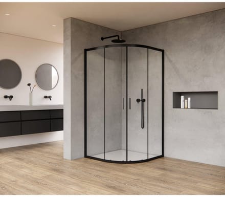 FugaFlow Efficiente Vetro Douchecabine - 90x90x200cm - kwartrond - helder glas - profiel - mat zwart