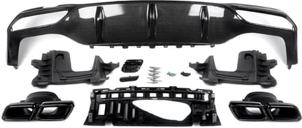 Diffuser Quella - Achterbumper - AMG E63 Stijl - Carbon Look - Auto Accessoires - Voor Mercedes W213 E-Klasse (2016-2020)