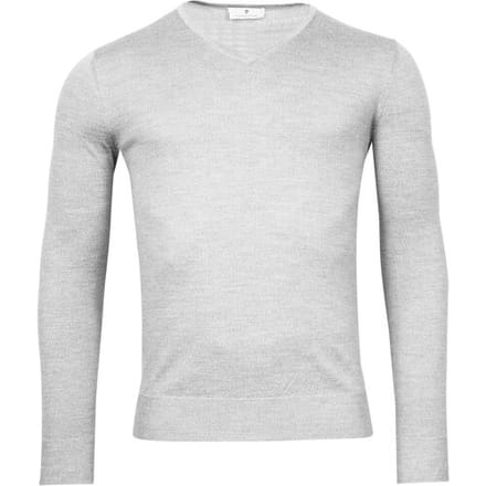 Thomas Maine Trui V-Neck Single Knit Merino Wool Licht Grijs / male