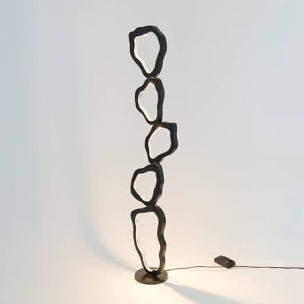 Holländer LED vloerlamp Infernale, zwart/zilver, 5-lamps, ijzer