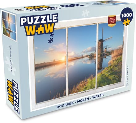 Puzzel Doorkijk - Molen - Reflectie - Legpuzzel - Puzzel 1000 stukjes volwassenen