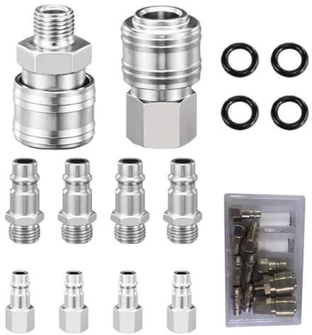 Persluchtkoppelingen Set van 10 - 1/4 inch Snelaansluitingen voor Pneumatisch Gereedschap