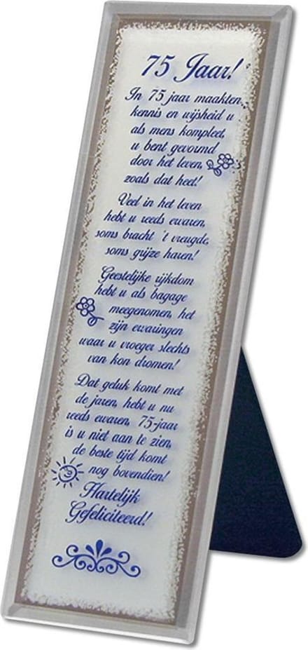 Decoratieve spiegel met tekst: Voor de 75 jarige!