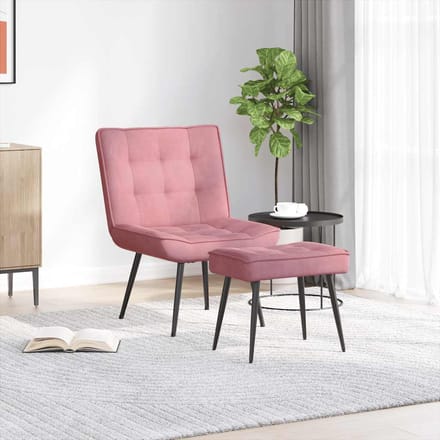 vidaXL - Relaxstoel - met - voetenbank - fluweel - roze