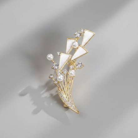 Bloembroche - Elegante Broche met Kristallen | Twinolo