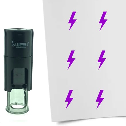 CombiCraft Stempel Bliksem 10mm rond - Paarse inkt