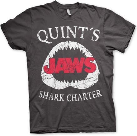 Jaws Heren Tshirt -S- Quint's Shark Charter Grijs