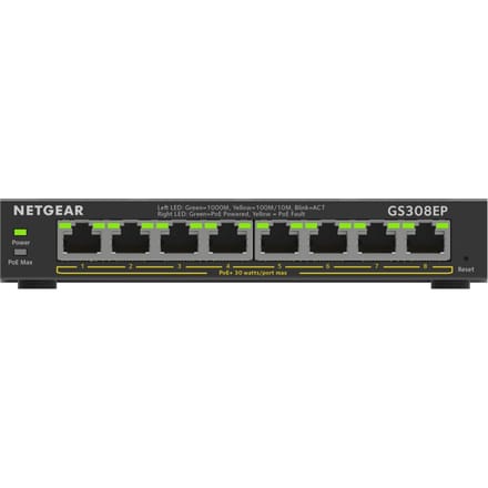 NETGEAR GS308EP - Netwerk Switch - Plus Managed - 1 Gbps - PoE Switch - 8 poorten