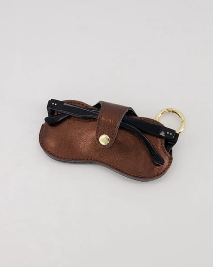 zonnebril hoesje - leer -bruin metallic