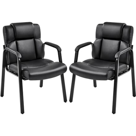 Yaheetech Bureaustoel Set van 2 - Eetkamerstoelen met Armleuning en Rugleuning - Kunstleer - 64x68,5x91,5 cm - Zwart