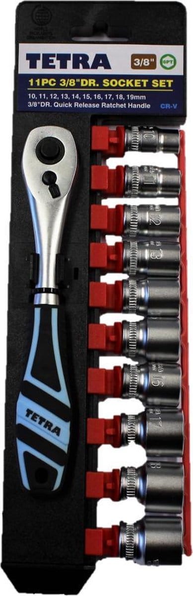TETRA - Dopsleutelset - 3/8 11-delig - Doppenset - 3/8 inch dopsleutelset - 11-delige doppenset