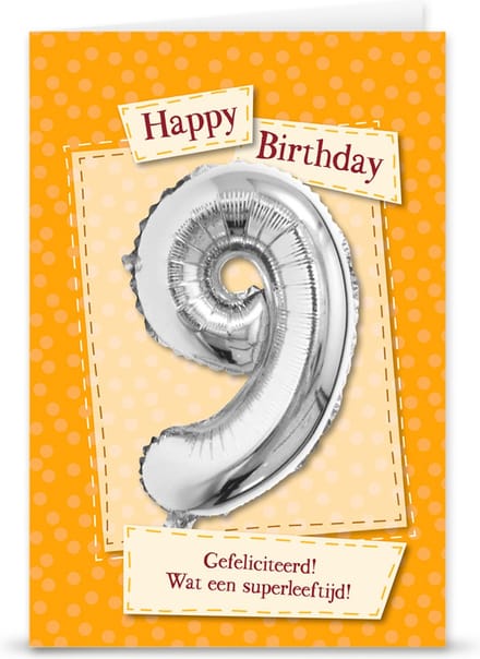 Miko - Kaart - Leeftijdballon - 9 Jaar