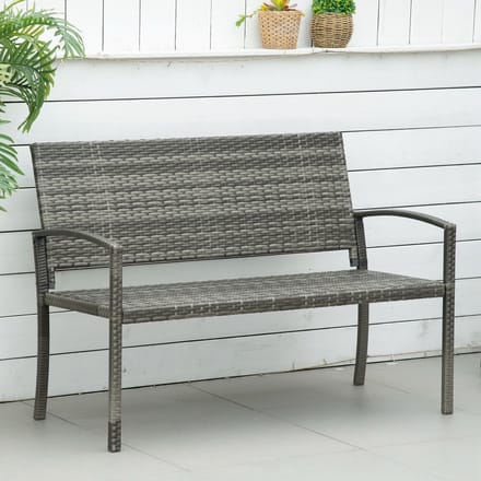 REDOM Tuinbank 2-Zits - Stalen Frame - Polyrattan - Grijs - Draagvermogen Tot 320 Kg