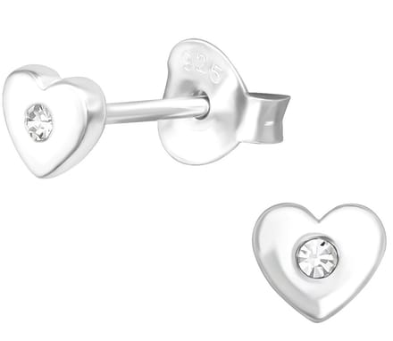 Joy|S - Zilveren petit hartje - 4 mm - kristal - kinderoorbellen