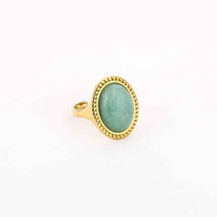 Bijoutheek Ring (Sieraad) Ovaal Groot Steen Goudkleurig Light Green