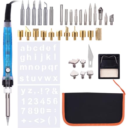 39-delige houtbrandgereedschapset Pyrografiepen Verstelbare temperatuur van 200-480 graden Celsius voor beginners US Plug gray