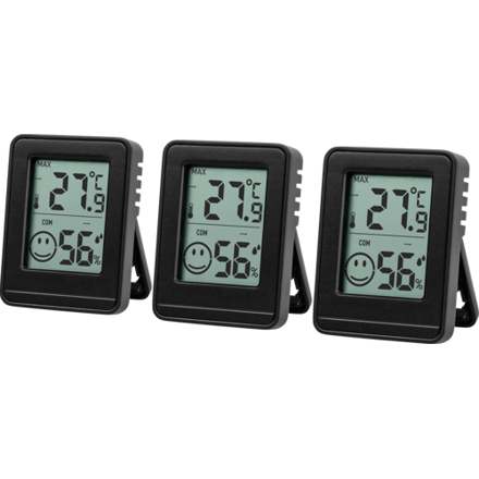 LIVARNO Set van 3 hygro- en thermometers (zwart)