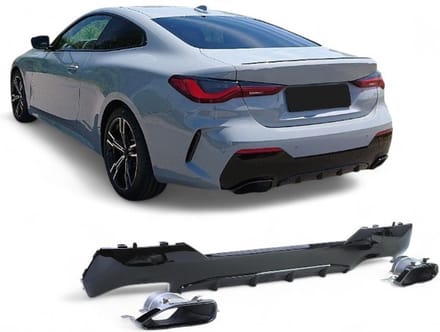 Achterdiffuser geschikt voor BMW 4 Serie G22 G23 2021+ M440i Look Glans Zwart