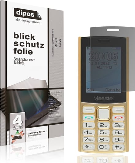 dipos – Matte Privacy Screenprotector geschikt voor Masstel Lux 20 | Anti-Spy Beschermfolie