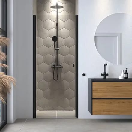 Sealskin Draaideur Hooked - 100x200cm - 6mm Helder Veiligheidsglas - Mat Zwart